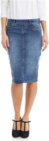 img 4 attached to 👖 ESTEEZ Women's Stretch Denim Pencil Skirt - Knee Length Jean for Brooklyn