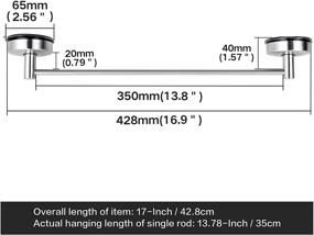 img 3 attached to 🛁 YOHOM 17-дюймовая ванная комната полотенцесушитель с присосками - нержавеющая сталь закаленная сталь - вакуумный держатель полотенец для стекла - съемный органайзер для ванны и держатель для мочалок - полотенцесушитель для душа