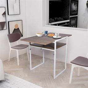 img 2 attached to 🍽️ Folding Dining Table for Small Spaces, Compact Drop Leaf Table, Multifunction Expandable Corner Table, Light Brown Laptop Desk Workstation