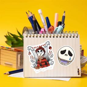 img 2 attached to 🎃 Spooky Sticker Set: The Nightmare Before Christmas Halloween Theme Pack of 50 Stickers for Laptops, Hydro Flasks, Skateboards, and More!