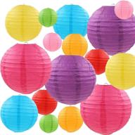 🏮 lurico 16-piece colorful paper lantern set 4”, 6”, 8”, 10” - chinese/japanese hanging decorations for home, parties, weddings - paper ball lanterns lamps in multicolor логотип