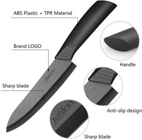 img 3 attached to 🔪 Jeslon Ceramic Knives Set - 4-Piece (6-inch Chef's Knife, 5-inch Utility Knife, 4-inch Fruit Paring Knife, Peeler) Professional Ultra Sharp Chef Kitchen Knife Collection