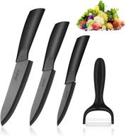 🔪 jeslon ceramic knives set - 4-piece (6-inch chef's knife, 5-inch utility knife, 4-inch fruit paring knife, peeler) professional ultra sharp chef kitchen knife collection logo