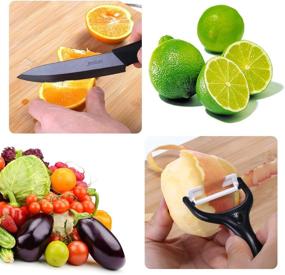 img 1 attached to 🔪 Jeslon Ceramic Knives Set - 4-Piece (6-inch Chef's Knife, 5-inch Utility Knife, 4-inch Fruit Paring Knife, Peeler) Professional Ultra Sharp Chef Kitchen Knife Collection