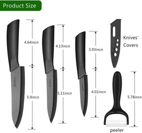 img 2 attached to 🔪 Jeslon Ceramic Knives Set - 4-Piece (6-inch Chef's Knife, 5-inch Utility Knife, 4-inch Fruit Paring Knife, Peeler) Professional Ultra Sharp Chef Kitchen Knife Collection