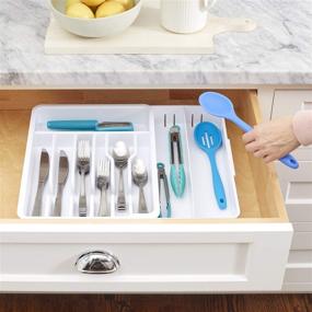 img 2 attached to 🗄 DrawerFit Expandable Silverware Drawer Organizer - White