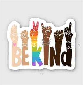 img 4 attached to 🤟 Be Kind Sign Language Sticker – Waterproof Vinyl Sticker for Laptop, Wall, Bumper – Kiss-Cut Sticker promoting Kindness, Diversity, Pride, Rainbow, LGBTQ – Customizable Size