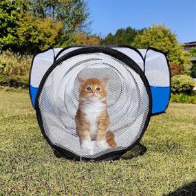 img 1 attached to 🐾 HEYHOME Small Animal Playpen Guinea Pig Cage Rabbit Cage: Fun Toy Tunnel, Breathable & Transparent Pop Open Exercise Yard Fence with Top Cover - Ideal for Cat, Bunny, Hamster, Hedgehog & More!