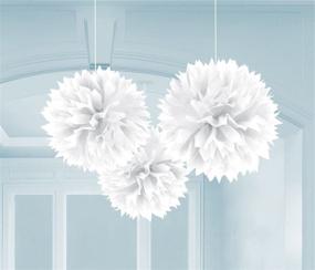 img 1 attached to 🎉 Amscan Pack of 3 White Fluffy Paper Ball Party Decorations - Hanging