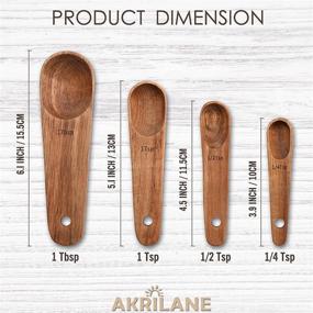 img 3 attached to 🥄 Premium Acacia Wooden Measuring Spoons Set for Chefs - Engraved Accurate Tools for Dry and Liquid Ingredients, 4-Piece Kitchen Utensil Set