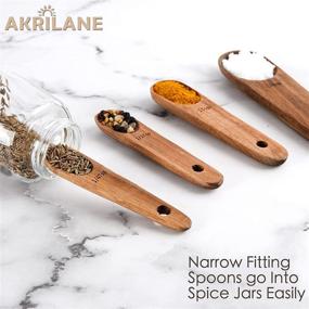 img 1 attached to 🥄 Premium Acacia Wooden Measuring Spoons Set for Chefs - Engraved Accurate Tools for Dry and Liquid Ingredients, 4-Piece Kitchen Utensil Set