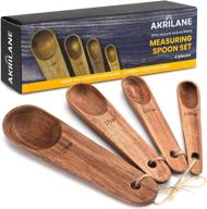 🥄 premium acacia wooden measuring spoons set for chefs - engraved accurate tools for dry and liquid ingredients, 4-piece kitchen utensil set logo