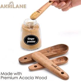 img 2 attached to 🥄 Premium Acacia Wooden Measuring Spoons Set for Chefs - Engraved Accurate Tools for Dry and Liquid Ingredients, 4-Piece Kitchen Utensil Set