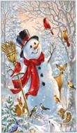 🎅 ouqiuwa soft snowman christmas snow hand towels - versatile, small-sized bathroom towels for kitchen, gym, yoga - thin, decorative bath cloths (27.5x15.7 in) - perfect as gifts! logo