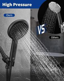 img 2 attached to 🚿 Powerful Handheld Shower Head VMASSTONE 4-Setting Showerhead Kit - High-Pressure Jet Water Mode - with 59-Inch Stainless Hose and Adjustable Mount - Superior Replacement for Bath Showerhead (HM-001 Matte Black)