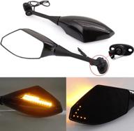 🔍 enhance your honda sport bike's look and safety with black motorcycle side rear view mirrors with turn signal - honda cbr600rr 2003-2011 cbr1000rr 2004-2007 (smooth black+smoke lens) logo