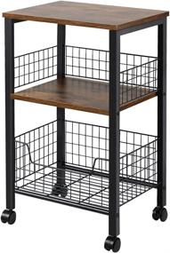 img 4 attached to 🏺 Hadulcet 3-Tier Side End Table: Industrial Style with Storage Basket, Rustic Brown Large, for Living Room Bedroom Kitchen Bathroom