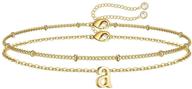 💎 women's memorjew 14k gold plated layered initial bracelets - jewelry gifts for women and girls logo