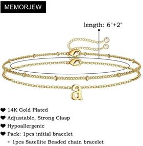 img 3 attached to 💎 Women's Memorjew 14K Gold Plated Layered Initial Bracelets - Jewelry Gifts for Women and Girls