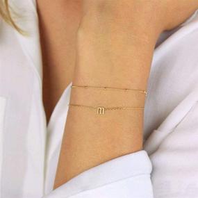 img 2 attached to 💎 Women's Memorjew 14K Gold Plated Layered Initial Bracelets - Jewelry Gifts for Women and Girls