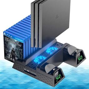 img 4 attached to 🎮 OIVO Cooling Stand with Cooling Fan for PS4/ PS4 Pro/ PS4 Slim, Dual Controller Charging Dock Station & 12 Game Storage