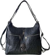 women's skull rivet print shoulder bag - large crossbody satchel messenger tote purse handbag logo