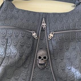 img 2 attached to Women's Skull Rivet Print Shoulder Bag - Large Crossbody Satchel Messenger Tote Purse Handbag