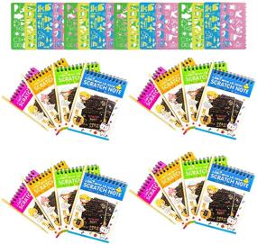 img 4 attached to 🎨 16 Pack Scratch Notebooks for Kids - Rainbow Scratch Note Combo Art Set, Magic Scratch Painting & Sketch Art Notes Drawing Notepads - Includes Drawing Stencil and Wooden Stylus with Each Note - Soumore