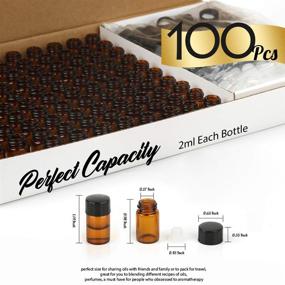 img 3 attached to 🍼 Teenitor 100-pack of 2 ML (5/8 Dram) Amber Glass Essential Oil Bottles with Reducers and Black Caps: Ideal for Oil Blends, Perfumes, Lab Chemicals