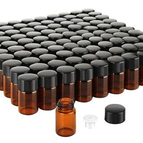 img 4 attached to 🍼 Teenitor 100-pack of 2 ML (5/8 Dram) Amber Glass Essential Oil Bottles with Reducers and Black Caps: Ideal for Oil Blends, Perfumes, Lab Chemicals