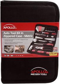 img 1 attached to 🛠️ Must-Have Pink Compact Metric Auto Tool Set for Car Emergency and Travel Needs - APOLLO TOOLS 56 Piece DT9775