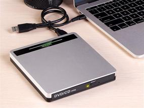 img 3 attached to 📀 Portable External CD DVD Drive, USB 3.0/USB-C CD ROM Player Burner for Laptop Mac Windows PC, Slim Disk Rewriter with SD/TF Slot and 2 USB3.0 Ports