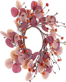 img 2 attached to 🍁 Enhance Your Fall Décor with our 15” Mini Artificial Autumn Wreath – Perfect for Front Door, Wall, Window, and Thanksgiving Celebrations