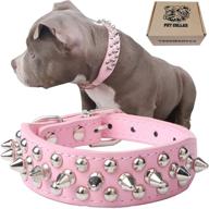 teemerryca adjustable spiked studded dog collars - stylish microfiber leather with squeak ball gift, ideal for cats, pit bulls, bulldogs, and pugs logo