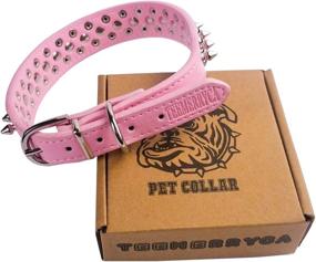 img 3 attached to TEEMERRYCA Adjustable Spiked Studded Dog Collars - Stylish Microfiber Leather with Squeak Ball Gift, Ideal for Cats, Pit Bulls, Bulldogs, and Pugs