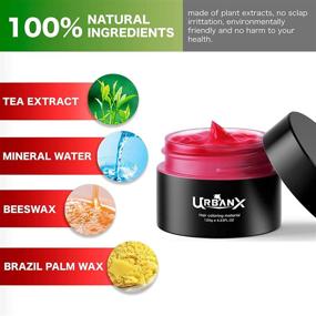 img 1 attached to UrbanX Washable Hair Coloring Wax - Unisex Color Dye Styling Cream for Natural Hairstyles, Pomade - Temporary, Party, Cosplay - Natural Ingredients (Red)