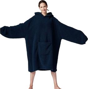 img 4 attached to 🧥 Hansleep Wearable Blanket Hoodie: Your Cozy Sherpa Hooded Blanket Jacket