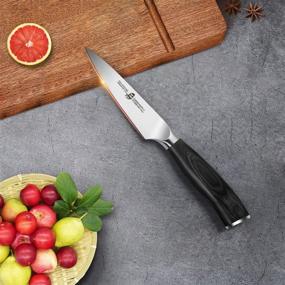 img 1 attached to 🍏 TUO Fruit Knife Veggies Fruit Knives 4 inch Paring Knife Small Kitchen Knife Ultra Sharp with Comfortable Handle - German Stainless High Carbon Steel, Black Phoenix Series