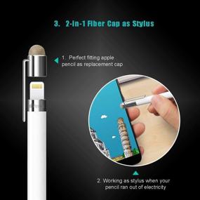 img 2 attached to MEKO 5-Piece Apple Pencil Accessories Set: Cap Holder, Nib Cover, Adapter Tether, Fiber Cap Stylus, Silicone Grip for iPad Pro Pencil