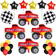 🚛 monster truck birthday party supplies: 24-piece mosaic race star foil balloons decoration kit for monster truck themed parties, birthdays, baby showers - colorful & fun favors логотип