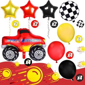 img 1 attached to 🚛 Monster Truck Birthday Party Supplies: 24-Piece Mosaic Race Star Foil Balloons Decoration Kit for Monster Truck Themed Parties, Birthdays, Baby Showers - Colorful & Fun Favors