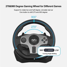 img 2 attached to 🎮 Ultimate Gaming Experience: 900° Dual Motor Feedback Joystick Steering Wheel for PC Gaming
