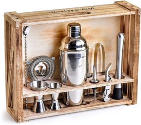 img 4 attached to 🍸 11-Piece Mixology Bartender Kit with Rustic Wood Stand - Ideal Bar Tool Set for Perfect Home Bartending and Cocktail Mixing Experience - Silver