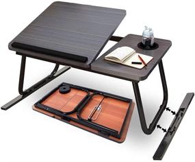 img 4 attached to 🛏️ Adjustable & Foldable Lap Desk - Portable Bed Tray for Eating, Writing, Reading - Fits up to 17-inch Laptop - Notebook Holder & Stand - Ideal for Bed and Sofa