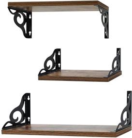 img 4 attached to PHAREGE Rustic Floating Wall Shelves Set of 3 Sizes - Ideal for Bedroom, Living Room, and Bathroom