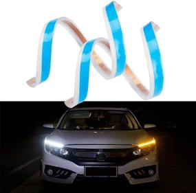 img 4 attached to 🔆 MIHAZ LED Daytime Running Light Strips - 24" Flexible Switchback LED Stirp w/ Sequential Amber Turn Signals - Effective DRL Strips for Easy Paste Install - Headlight Accessories in White & Amber (2Pcs)