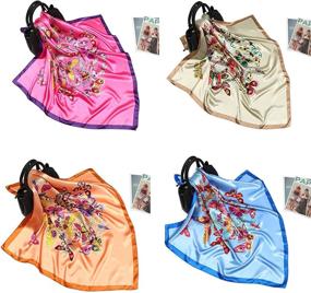 img 1 attached to 4Pcs Silk Satin Square Headscarf Women's Accessories and Scarves & Wraps