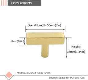 img 3 attached to 🔘 LONTAN 6Pack Brushed Brass Cabinet Knobs - Square LS1212GD Euro Gold T-Bar Stainless Steel Knobs for Cabinets