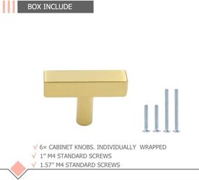 img 1 attached to 🔘 LONTAN 6Pack Brushed Brass Cabinet Knobs - Square LS1212GD Euro Gold T-Bar Stainless Steel Knobs for Cabinets
