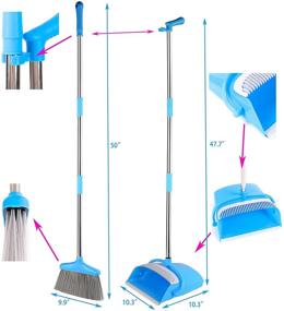 img 3 attached to 120cm Standing Upright Broom and Dustpan Set for Office and Home - Long Handle Dustpan and Lobby Broom for Quick Sweep and Easy Cleaning - Ideal for Office and Home Sweeping Tasks